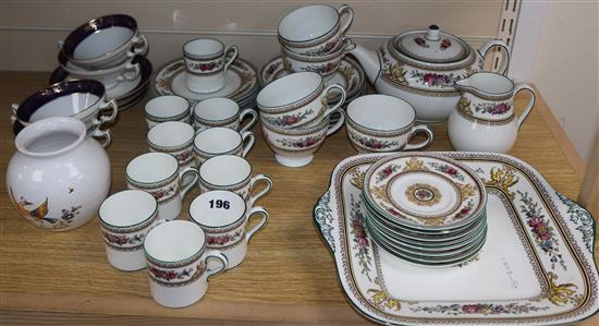 A Wedgwood Columbia part coffee set and a Mintons part dinner etc